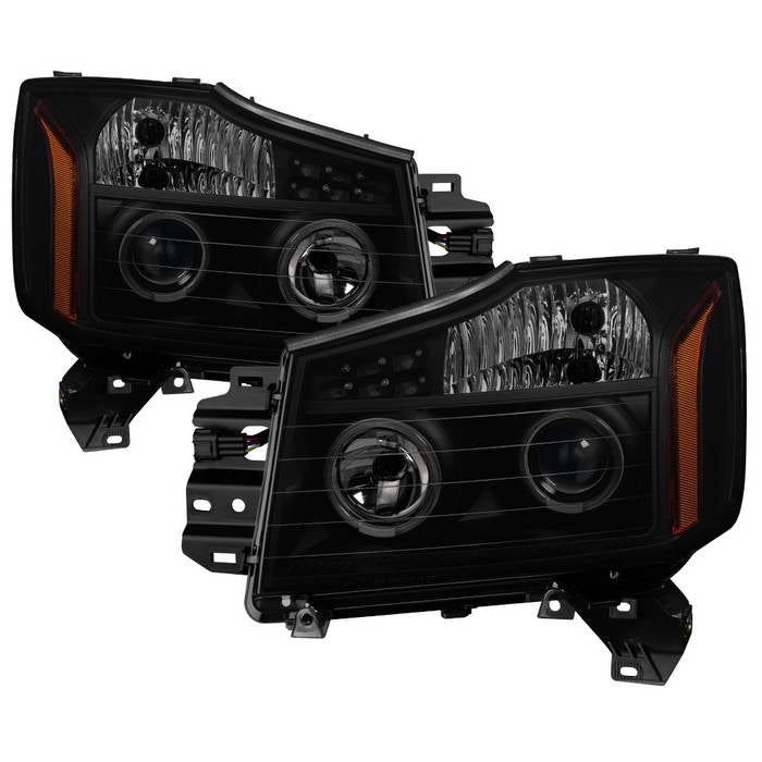 SPYDER xTune Nissan Titan 04-15 Projector Headlights - LED Halo - Black Smoked PRO-JH-NTI04-LED-BSM 5082282