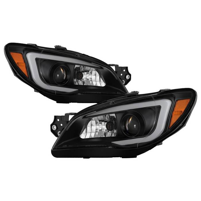 SPYDER xTune 06-07 Subaru WRX Projector Headlights - Halogen - Light Bar DRL - Black (PRO-JH-SWRX06-LB-BK) 9041792