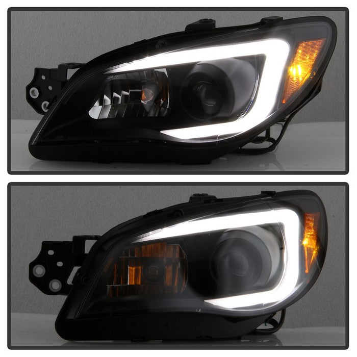 SPYDER xTune 06-07 Subaru WRX Projector Headlights - Halogen - Light Bar DRL - Black (PRO-JH-SWRX06-LB-BK) 9041792