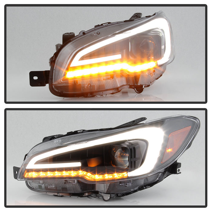 SPYDER xTune 15-18 Subaru Impreza WRX Halogen Proj Headlights - Light Bar DRL - Black PRO-JH-SWRX15-LB-BK 9047602