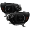 SPYDER xTune 12-15 Toyota Tacoma Light Bar DRL Projector Headlights - Black Smoke (PRO-JH-TTA12-LBDRL-BSM) 9037559