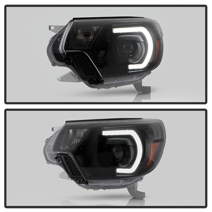 SPYDER xTune 12-15 Toyota Tacoma Light Bar DRL Projector Headlights - Black Smoke (PRO-JH-TTA12-LBDRL-BSM) 9037559