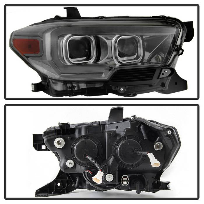 SPYDER xTune Toyota Tacoma 16-18 DRL Light Bar Projector Headlights - Black Smoked PRO-JH-TTA16-LBDRL-BSM 9039270