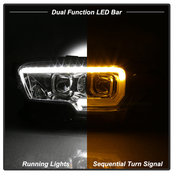 SPYDER xTune Toyota Tacoma 16-18 DRL Light Bar Projector Headlights - Chrome PRO-JH-TTA16-LBDRL-C 9039263