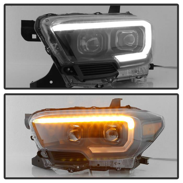 SPYDER xTune 16-18 Toyota Tacoma SR/SR5 DRL Proj Headlights w/Turn Signal - Blk (PRO-JH-TTA16-SR-BK) 9042997