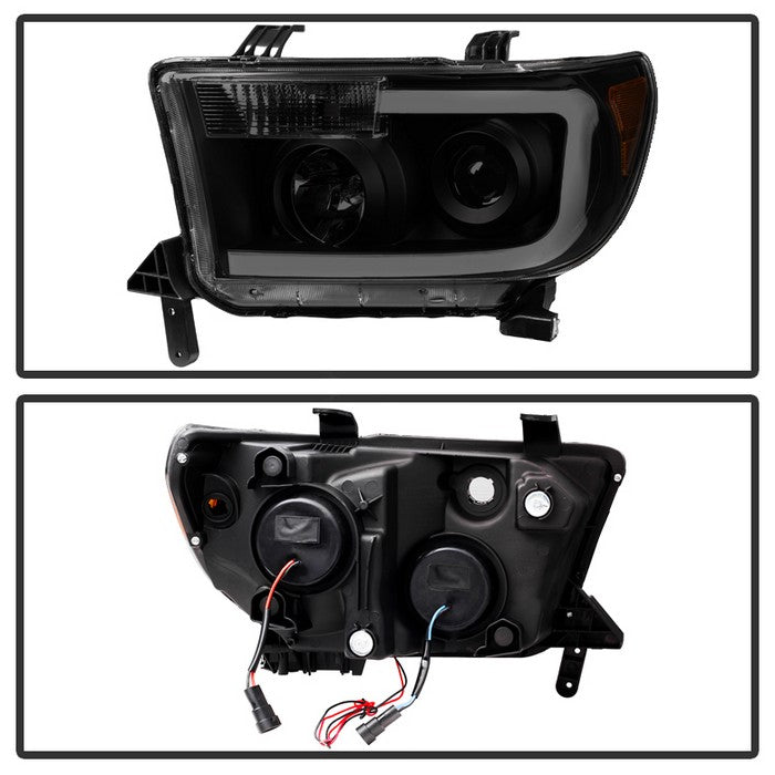 SPYDER Xtune Toyota Tundra 07-13 LED Light Bar Projector Headlights Black Smoked PRO-JH-TTU07-LED-BSM 9030413