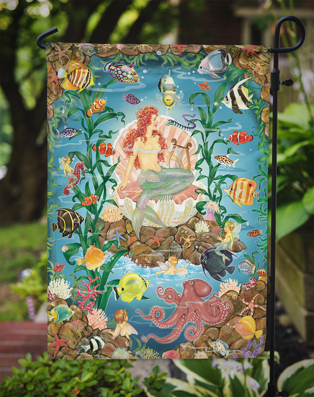 Mermaid's Song Garden Flag Mailbox Decorative Yard Banner Outside Patio Artwork for Flower Beds, Garden Size, Multicolor