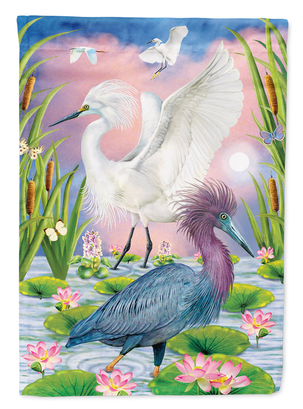 Little Blue And Snowy Heron Garden Flag Mailbox Decorative Yard Banner Outside Patio Artwork for Flower Beds, Garden Size, Multicolor