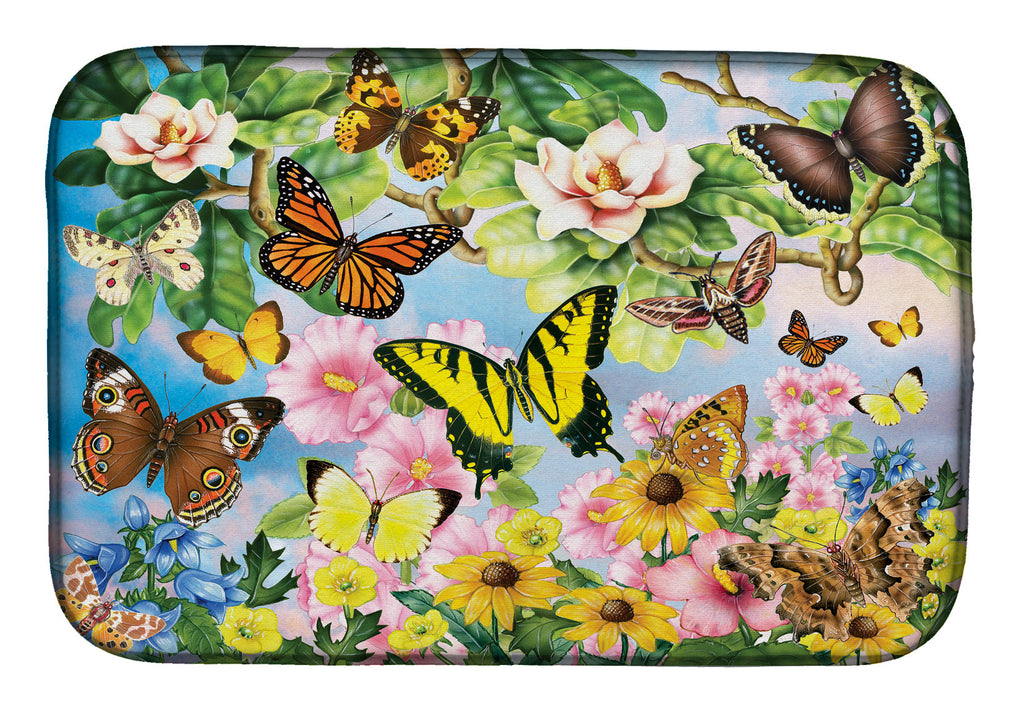North American Butterflies Dish Drying Mat Absorbent Dish Drying Mat Pad for Kitchen Counter Dish Drainer Mat for Countertop, 14 x 21", Multicolor