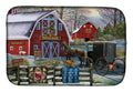 Christmas Holiday Quilt Shop Barn Dish Drying Mat Absorbent Dish Drying Mat Pad for Kitchen Counter Dish Drainer Mat for Countertop, 14 x 21", Multicolor