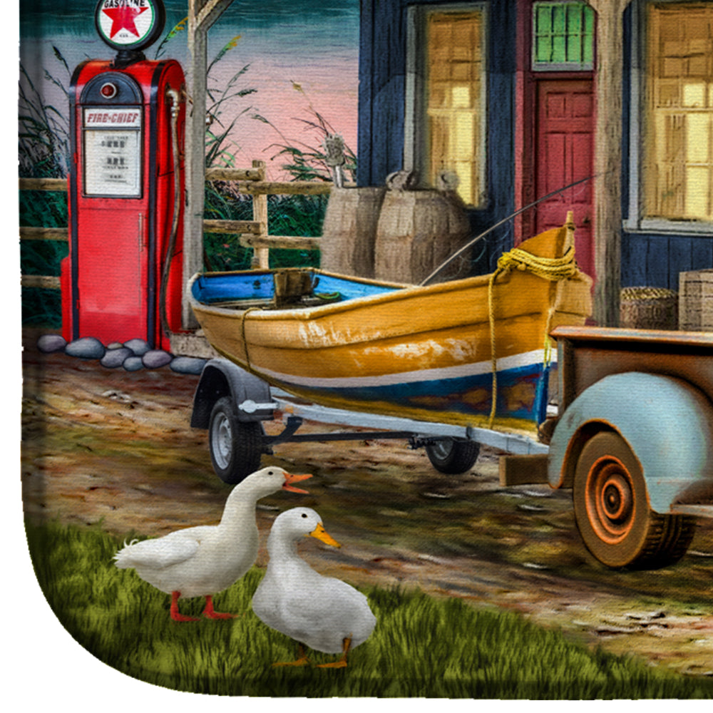 Early Bird Catches the Fish Bait Shop Dish Drying Mat Absorbent Dish Drying Mat Pad for Kitchen Counter Dish Drainer Mat for Countertop, 14 x 21", Multicolor