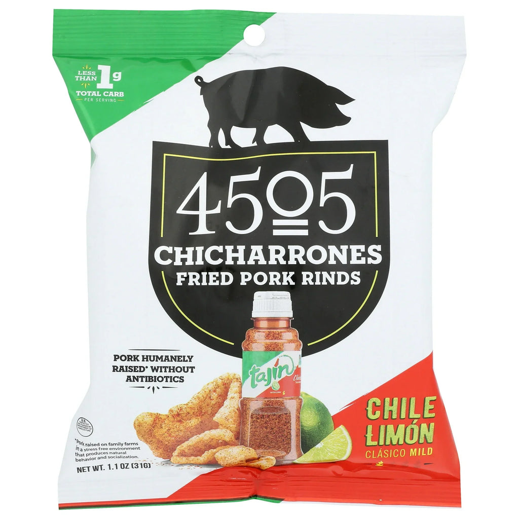 4505 Chicharones, Chile Lime Mild Pork Rinds, 2.7 oz (Pack of 12)