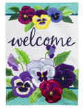 Pansey Garden Spring Garden Flag 2 Sided Burlap