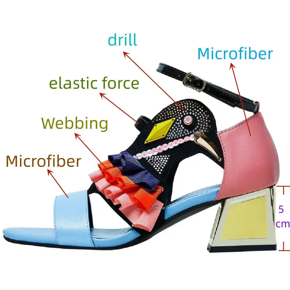 Party Rhinestone Chunky Heel Novelty Shoes.