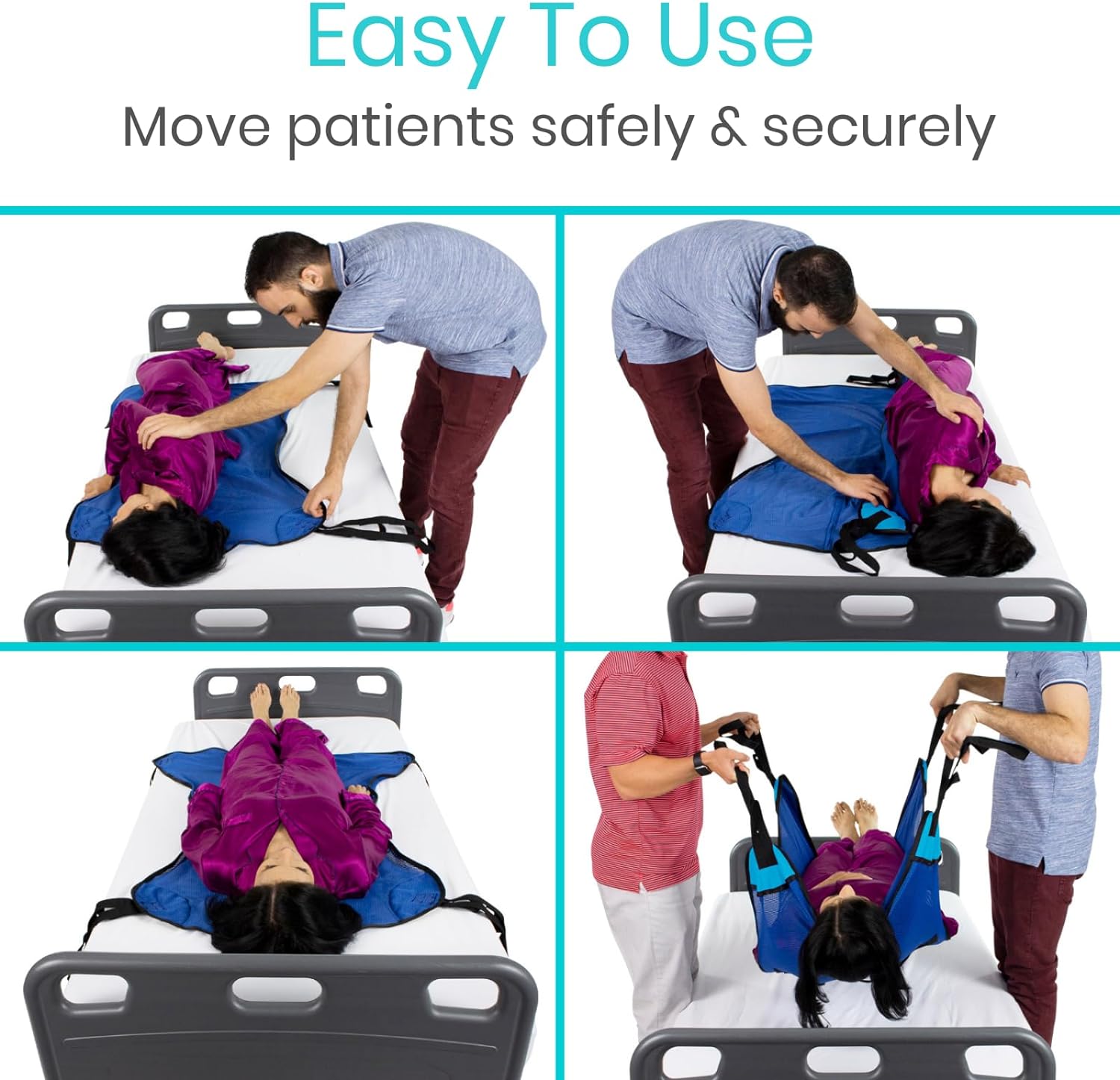 Patient Lift Sling - Full Body Mesh Sling for Showering & Home Use - Transfer Sling for Elderly & Disabled - Patient Transfer Blanket & Lift Pad Assist Device for Bed Positioning & Lifting