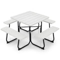 Outdoor Picnic Table with 4 Benches and Umbrella Hole