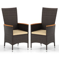 Patio Rattan Chairs Set of 2 Outdoor Wicker Dining Chairs with High Backrest-Beige