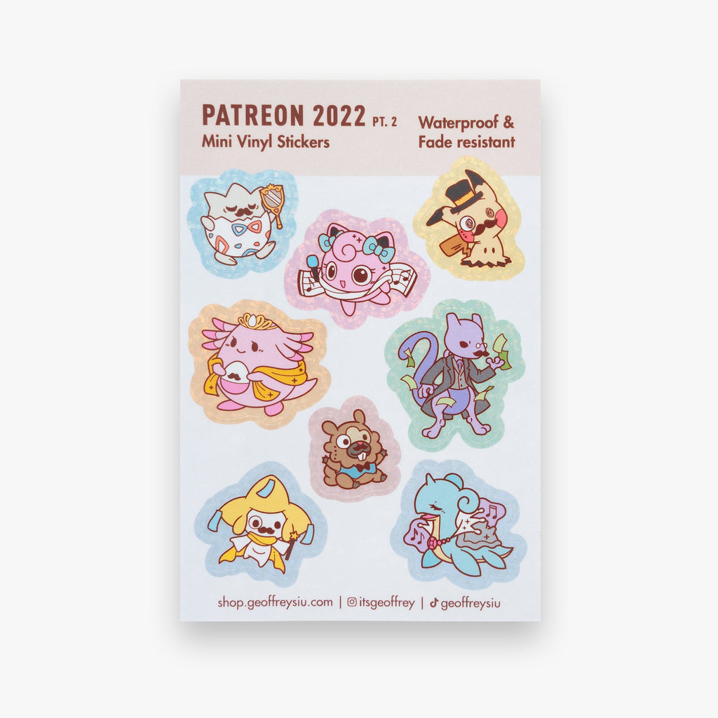 Patreon 2022 Mini Vinyl Sticker Sheets