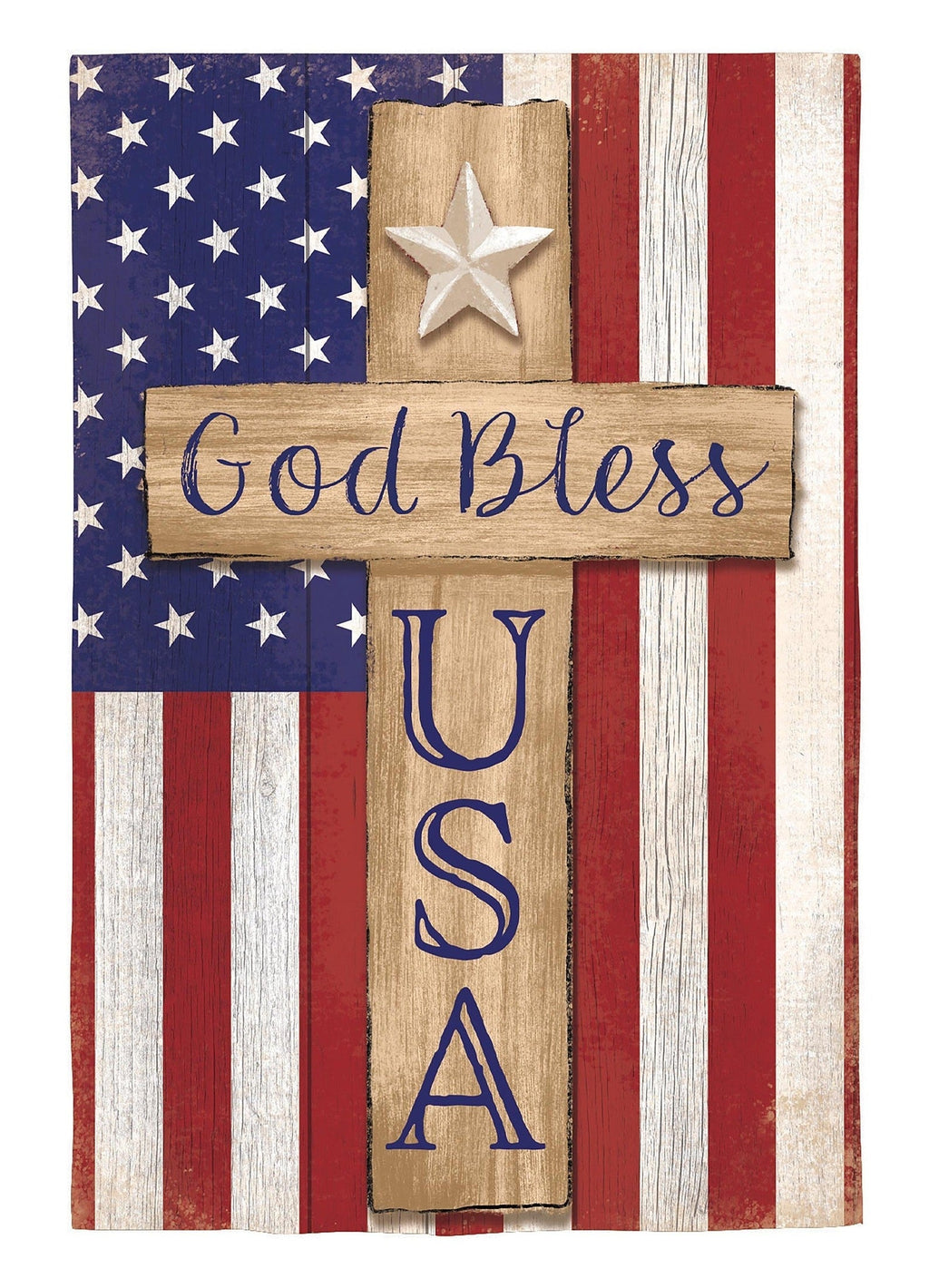 Patriotic Cross 2 Sided Garden Flag