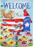 Patriotic Mailbox Friends Garden Flag 2 Sided Squirrel Cardinal Welcome