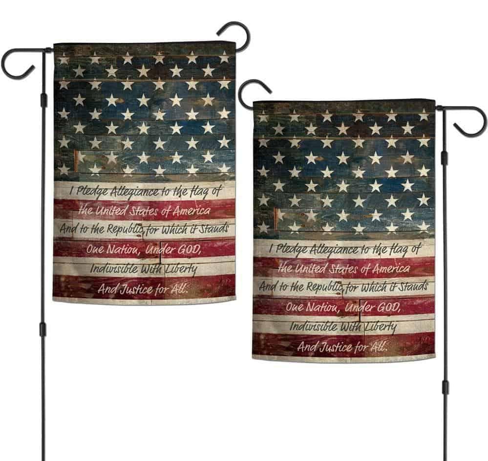 Patriotic Pledge Allegiance Garden Flag 2 Sided