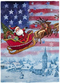Patriotic Santa Garden Flag 2 Sided Christmas