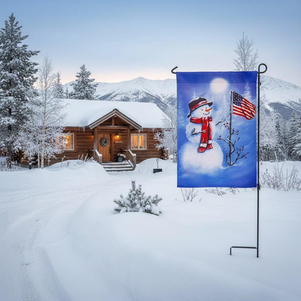 Patriotic Snowman 2 Sided Garden Flag