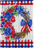 Patriotic Wreath Garden Flag 2 Sided Waffle