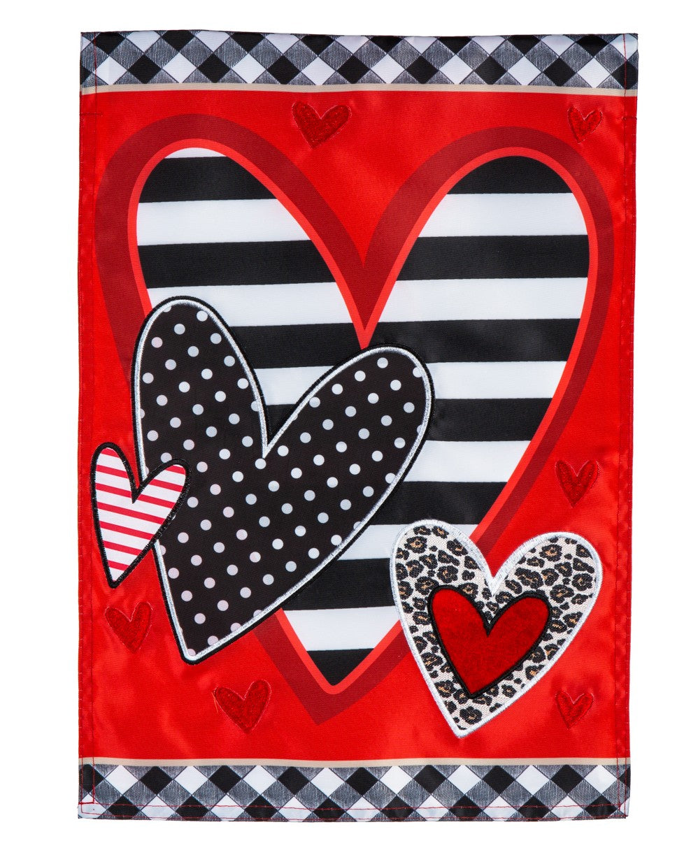 Patterned Heart Garden Flag 2 Sided