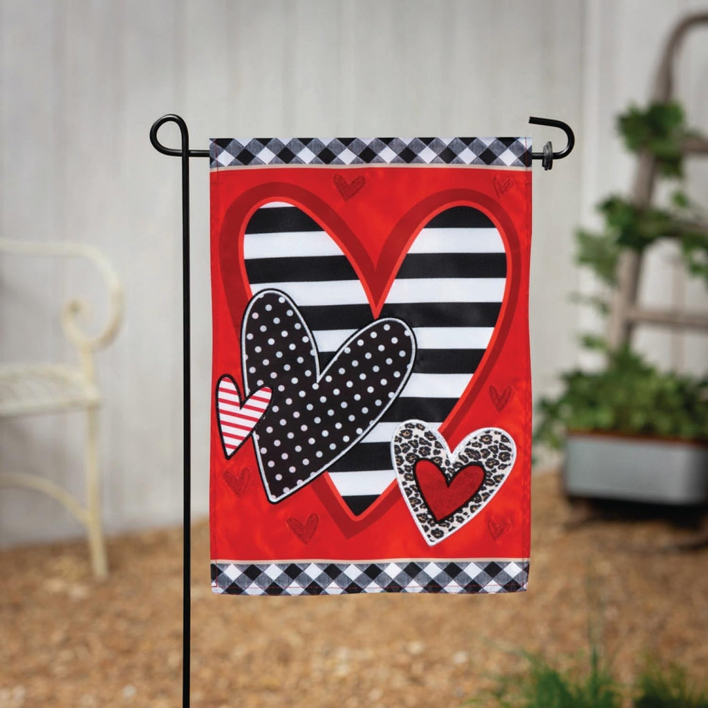 Patterned Heart Garden Flag 2 Sided