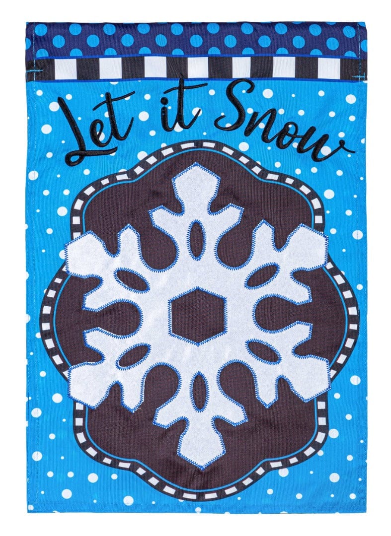 Patterned Snowflake Garden Flag 2 Sided Let It Snow
