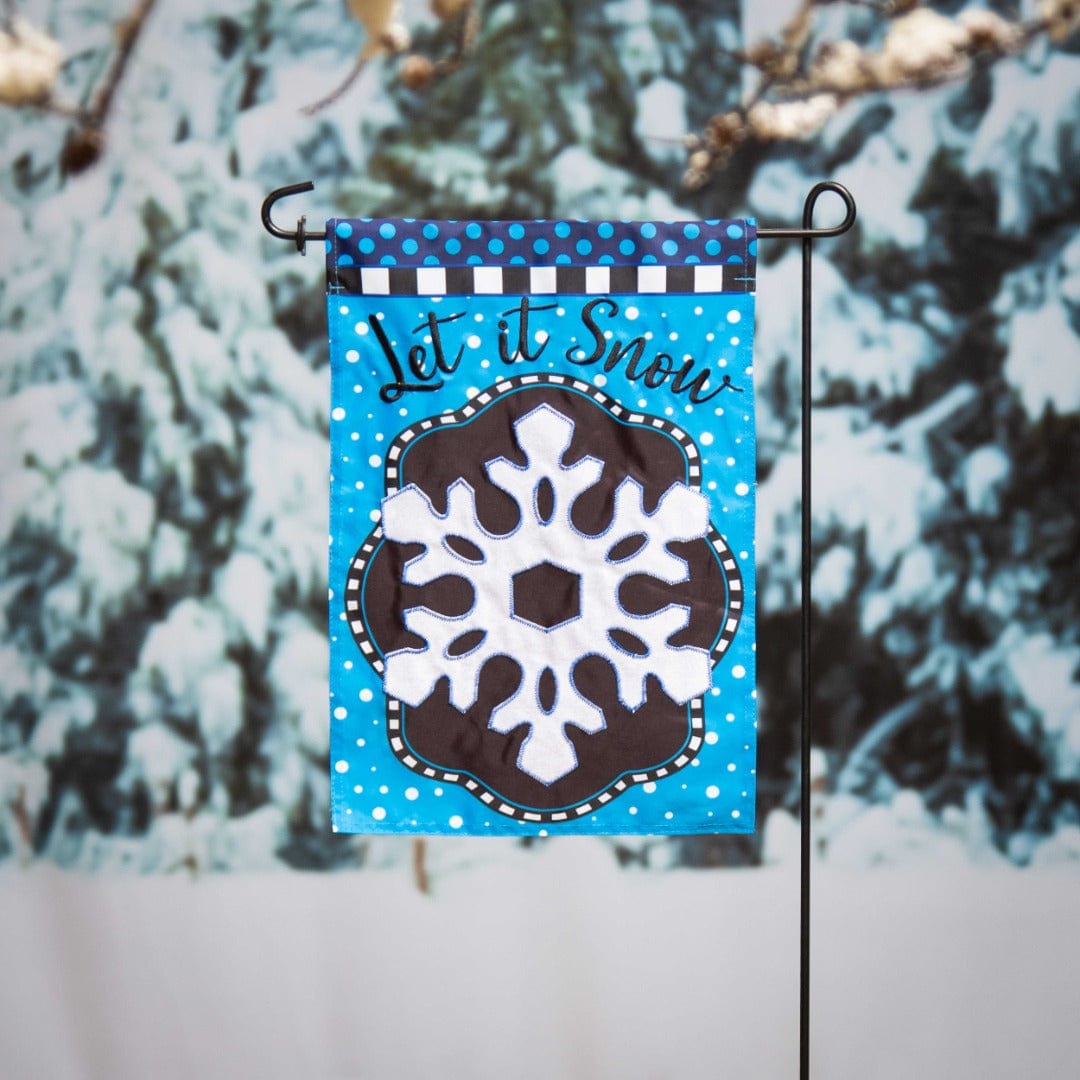 Patterned Snowflake Garden Flag 2 Sided Let It Snow