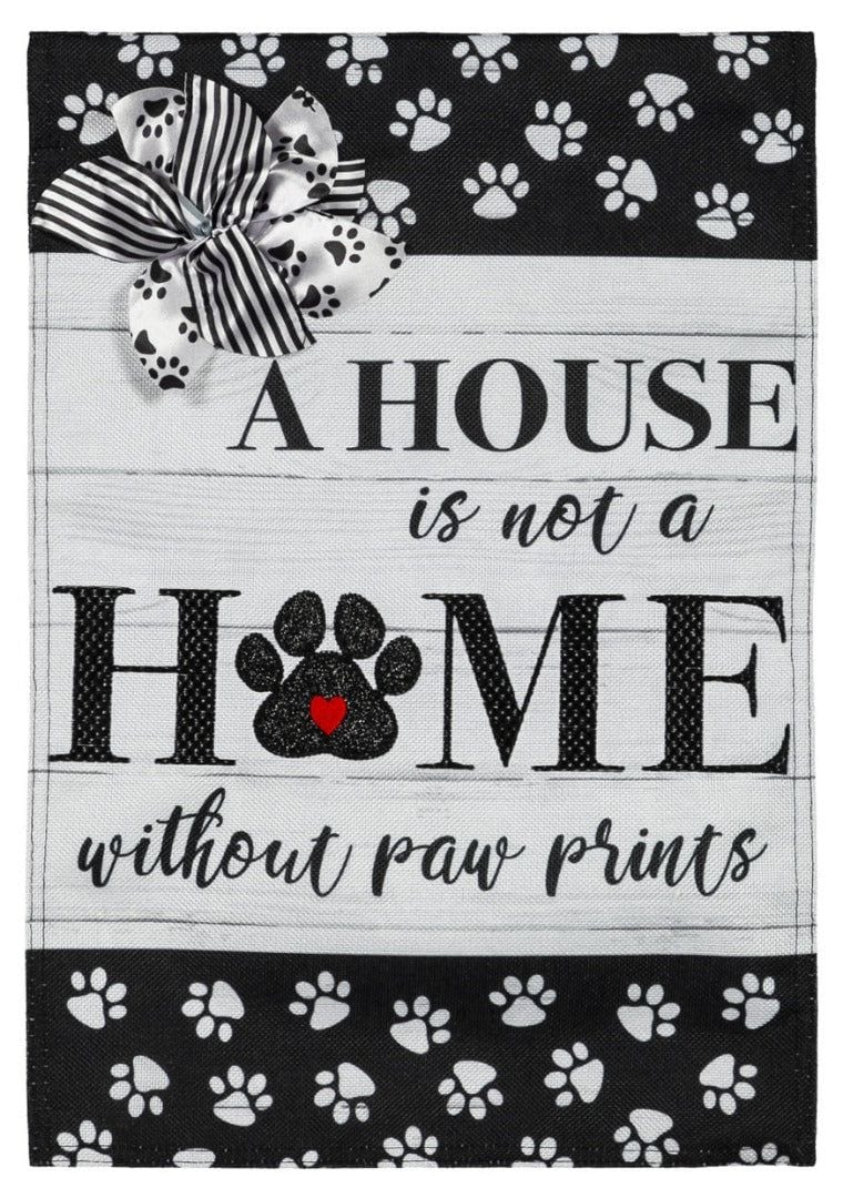 Paw Prints Garden Flag 2 Sided Burlap