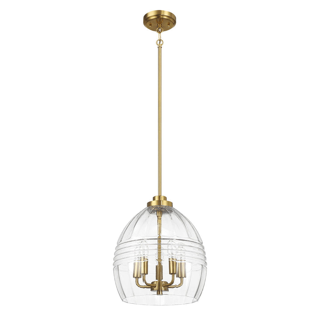 Pendant Chain Hanging Light – Satin Brass Finish & Clear Glass Shade | Modern Chic Ceiling Light