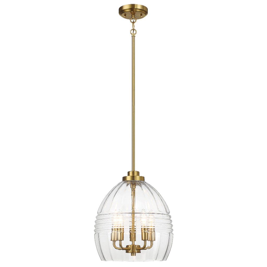 Pendant Chain Hanging Light – Satin Brass Finish & Clear Glass Shade | Modern Chic Ceiling Light