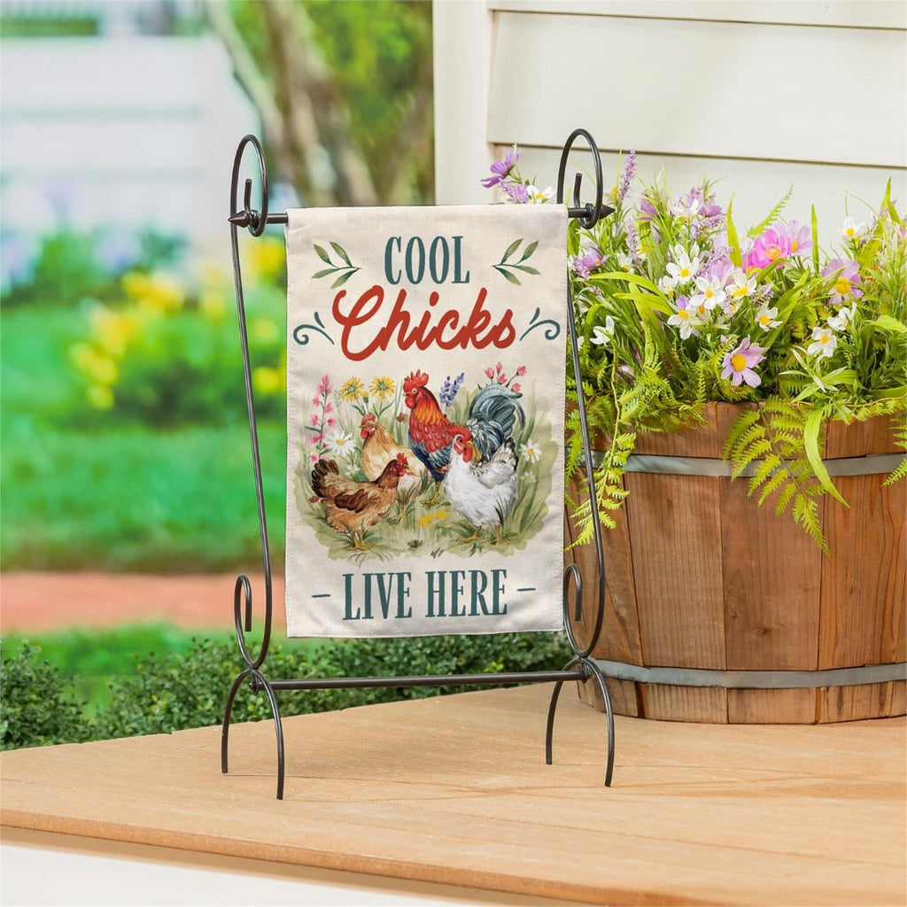Farmhouse Chicken Garden Flag 12x18 - Cool Chicks Double Sided Flag