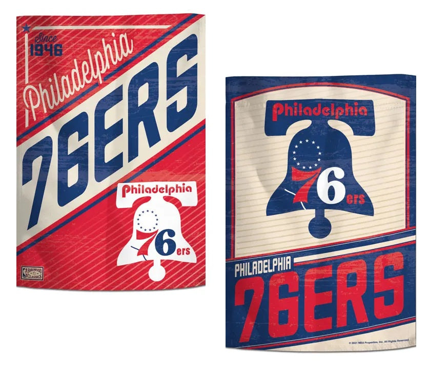 Philadelphia 76ers Garden Flag 2 Sided Retro Logo
