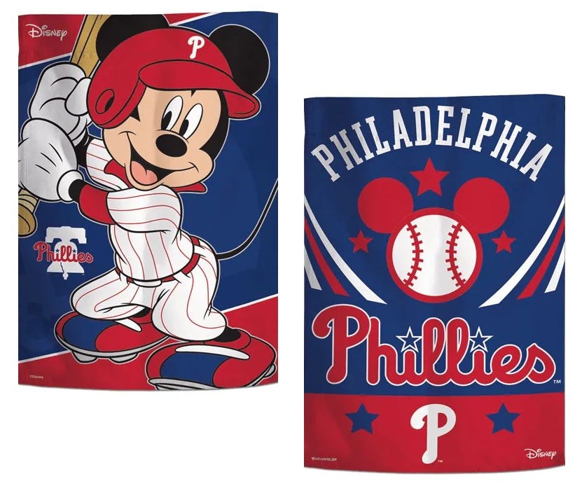 Philadelphia Phillies Garden Flag 2 Sided Mickey Mouse