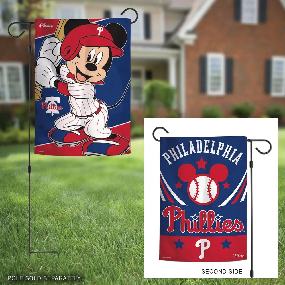 Philadelphia Phillies Garden Flag 2 Sided Mickey Mouse