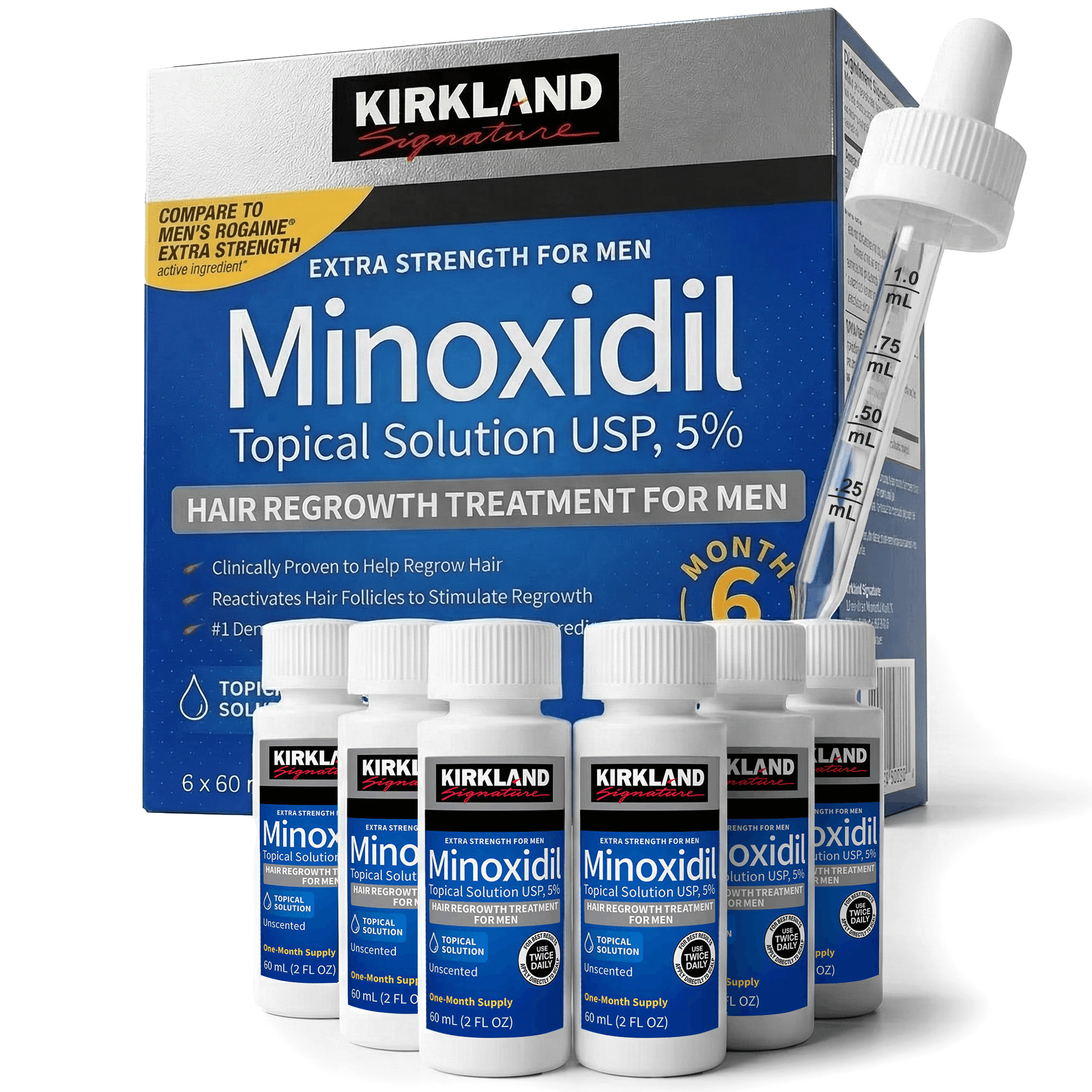 Kirkland 5% Minoxidil Liquid Extra Strength Hair Regrowth Treatment, 12 Months Supply