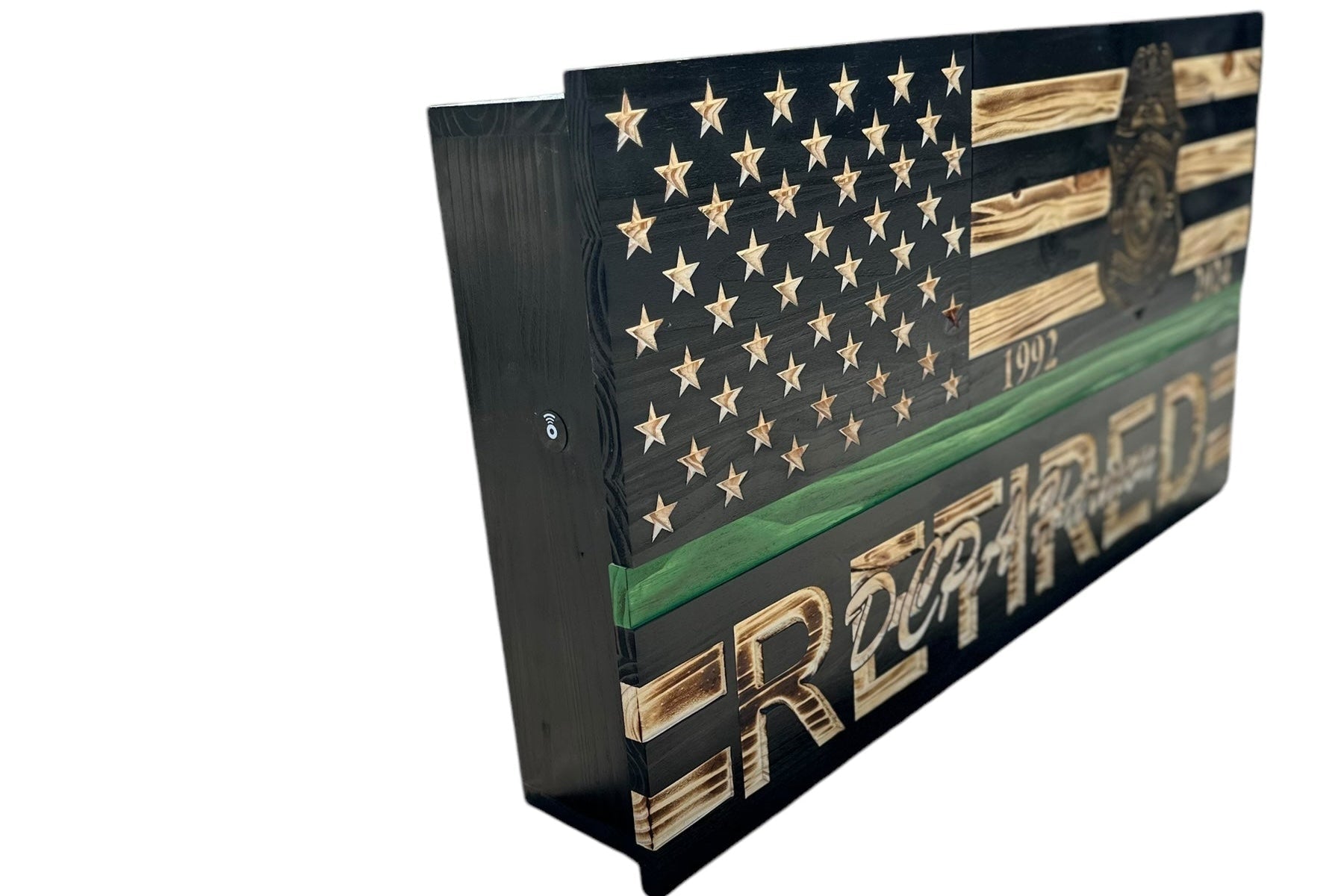 Custom Wooden Concealment American Flag with RFID Lock