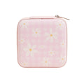 Daisy Flower Checkered Pattern Portable Square Jewelry Box