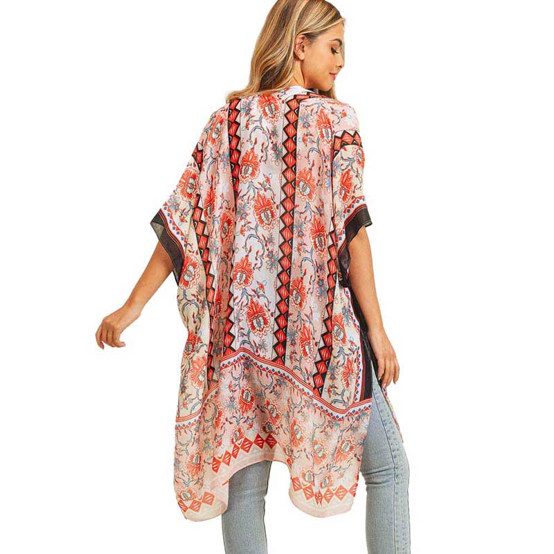 Flower Patterned Cover Up Kimono Poncho