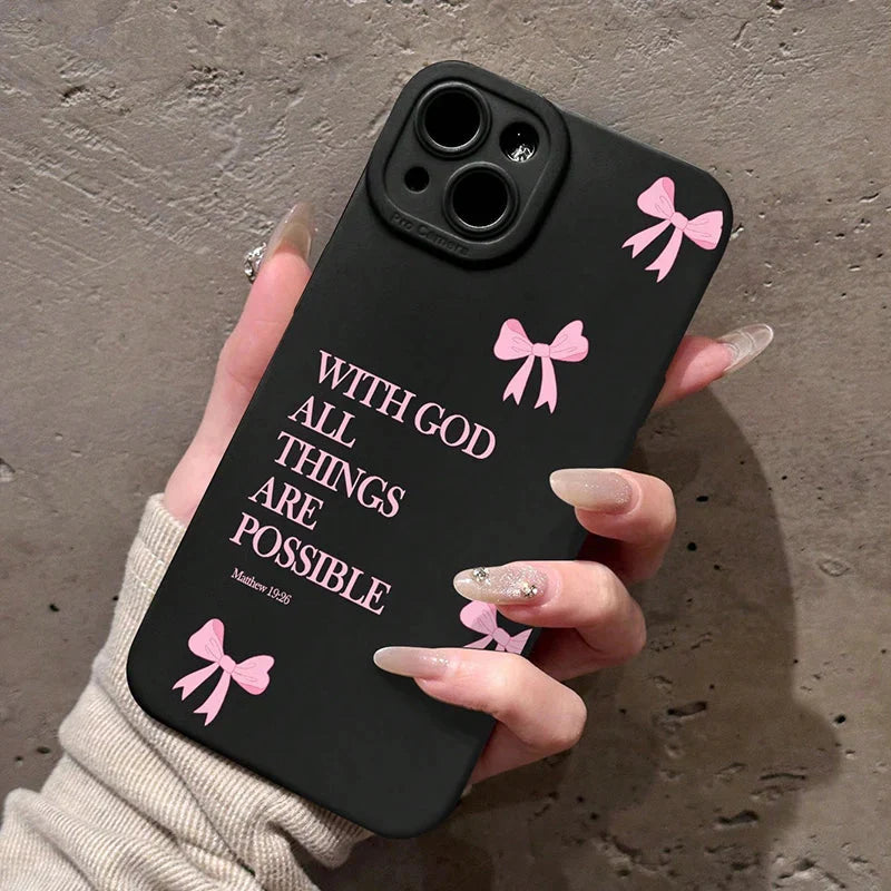 Pink Girl Bow Slogan Phone Case