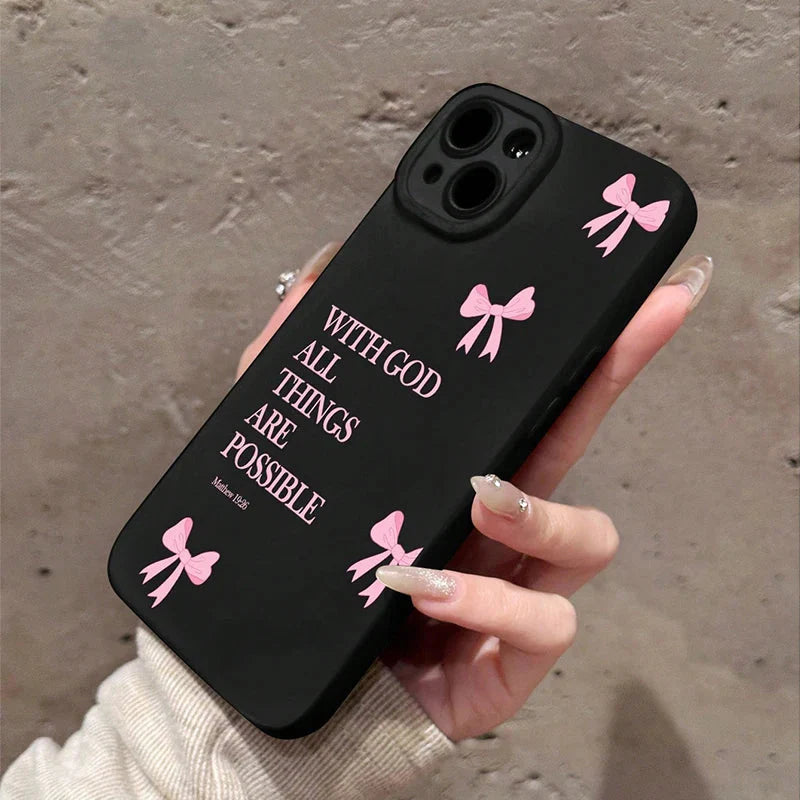 Pink Girl Bow Slogan Phone Case