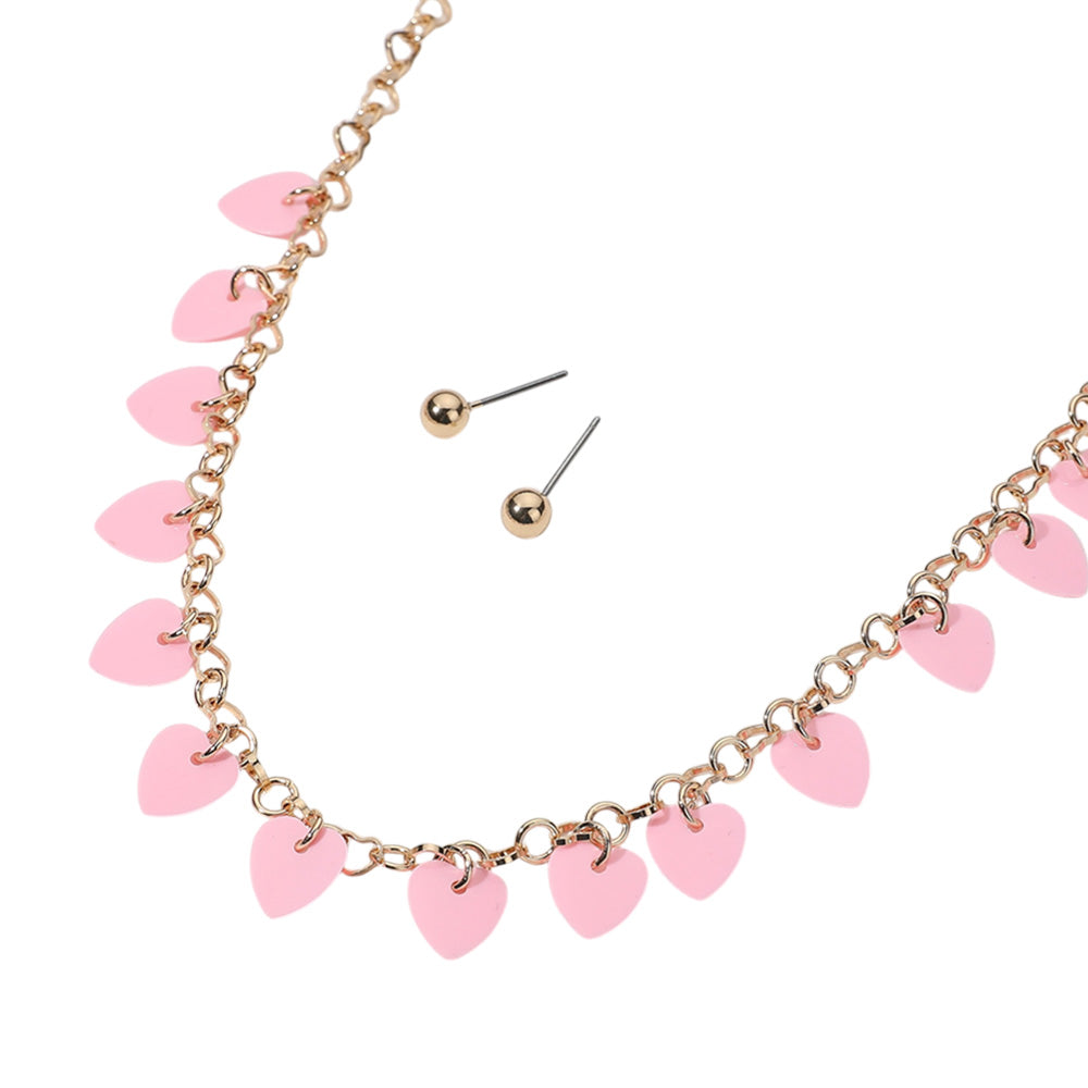 Heart Sequin Station Jewelry Set