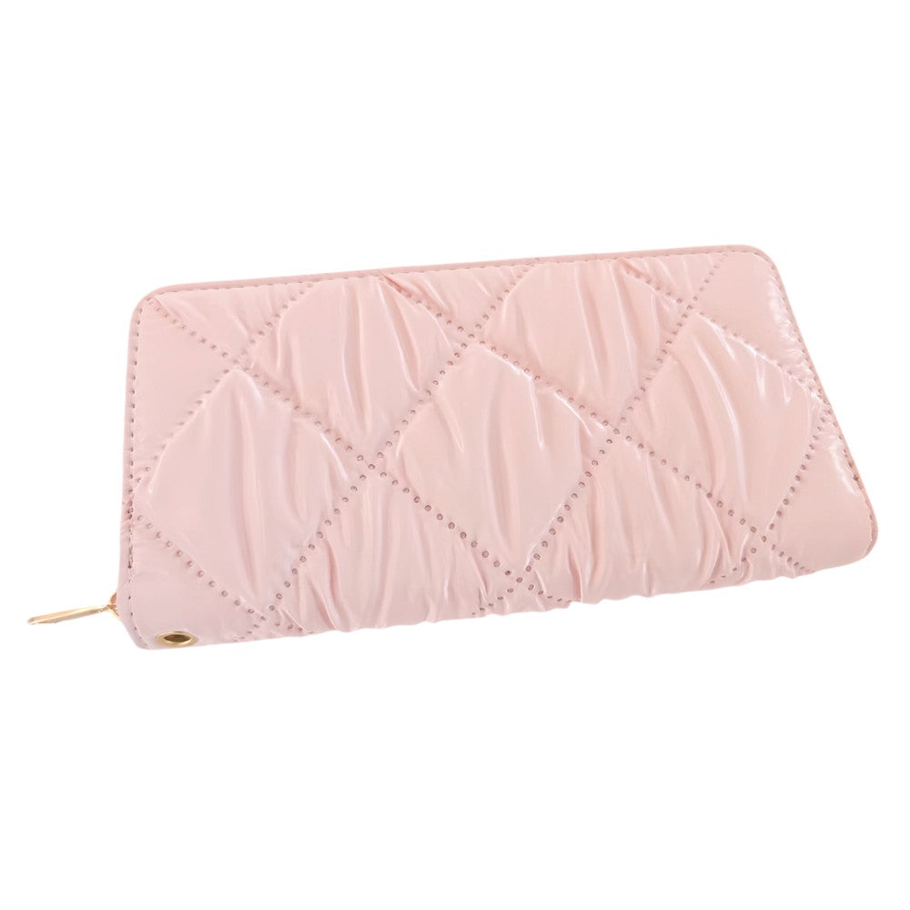 Shiny Faux Leather Padded Wallet with Wristlet