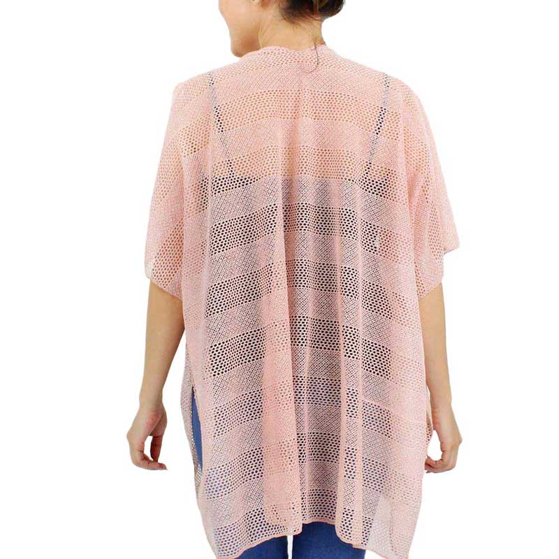 Striped Net Cover Up Kimono Poncho