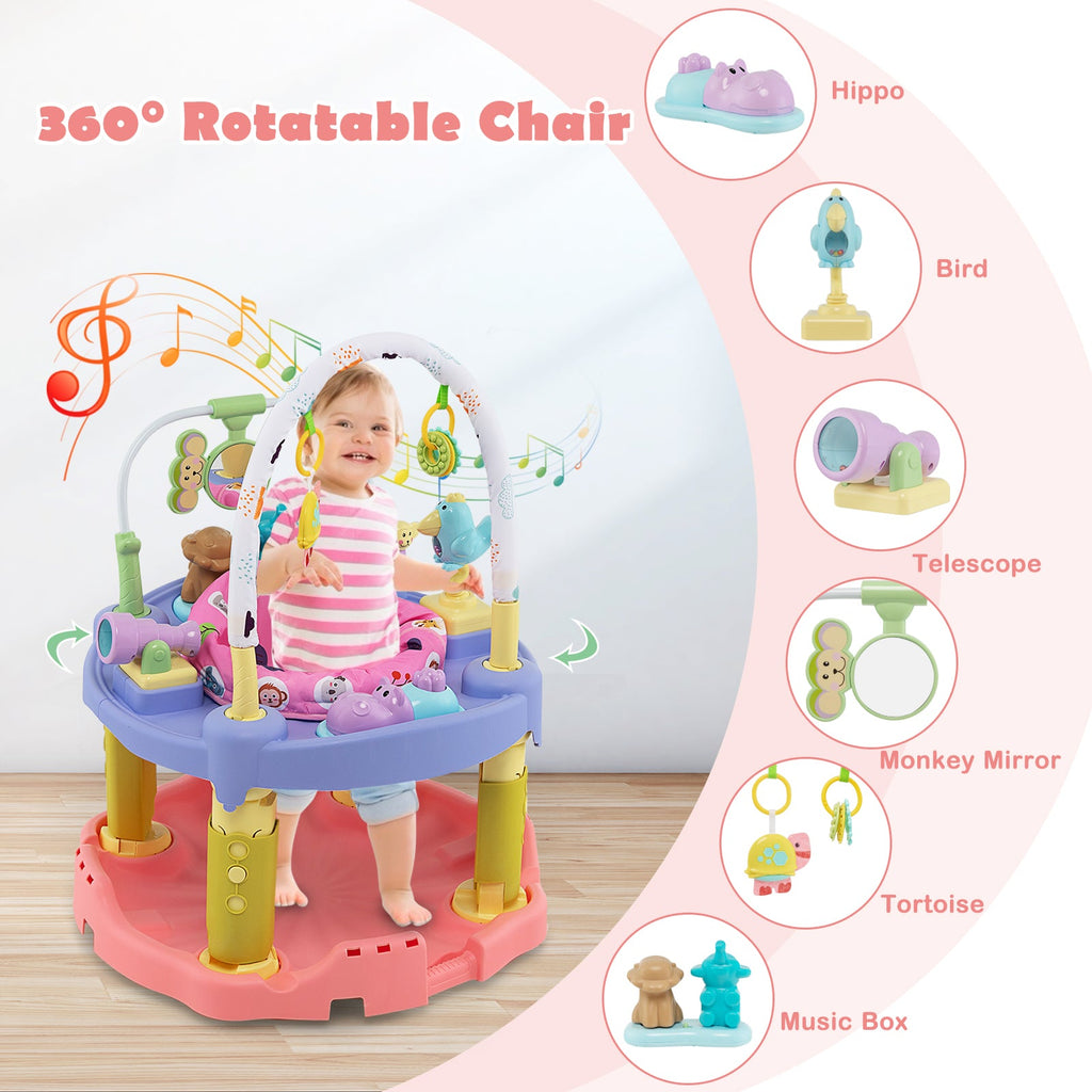 3-in-1 Baby Activity Center with 3-position for 0-24 Months-Pink