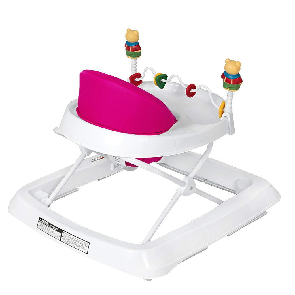 Adjustable Height Removable Folding Portable Baby Walker-Pink